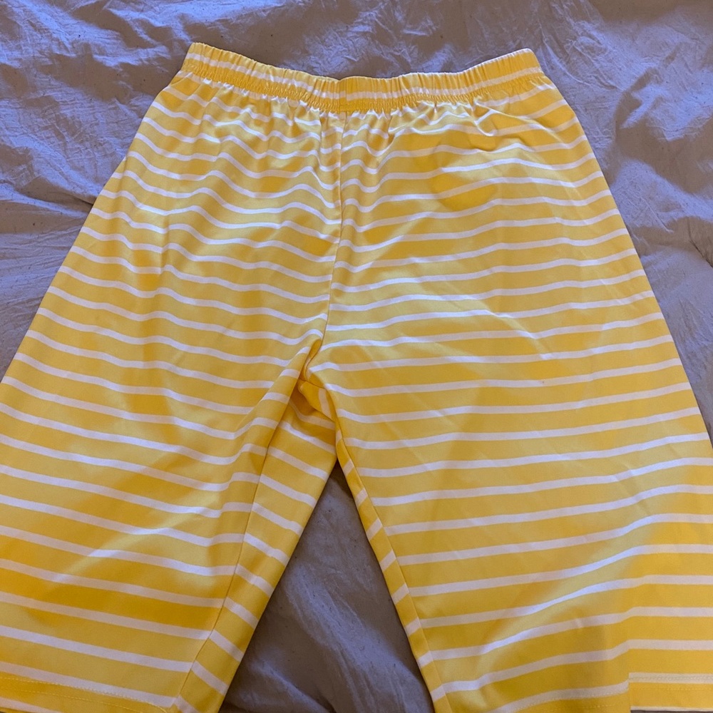 Yellow and White Striped Short Set